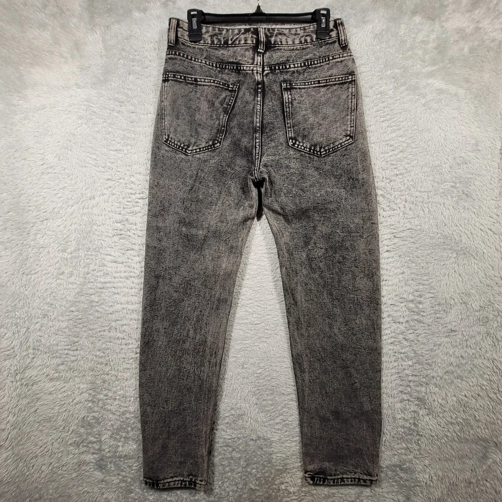 Distressed Patch Jeans Mens 28 Gray Acid Wash Graphic Tapered Denim 30x30‎